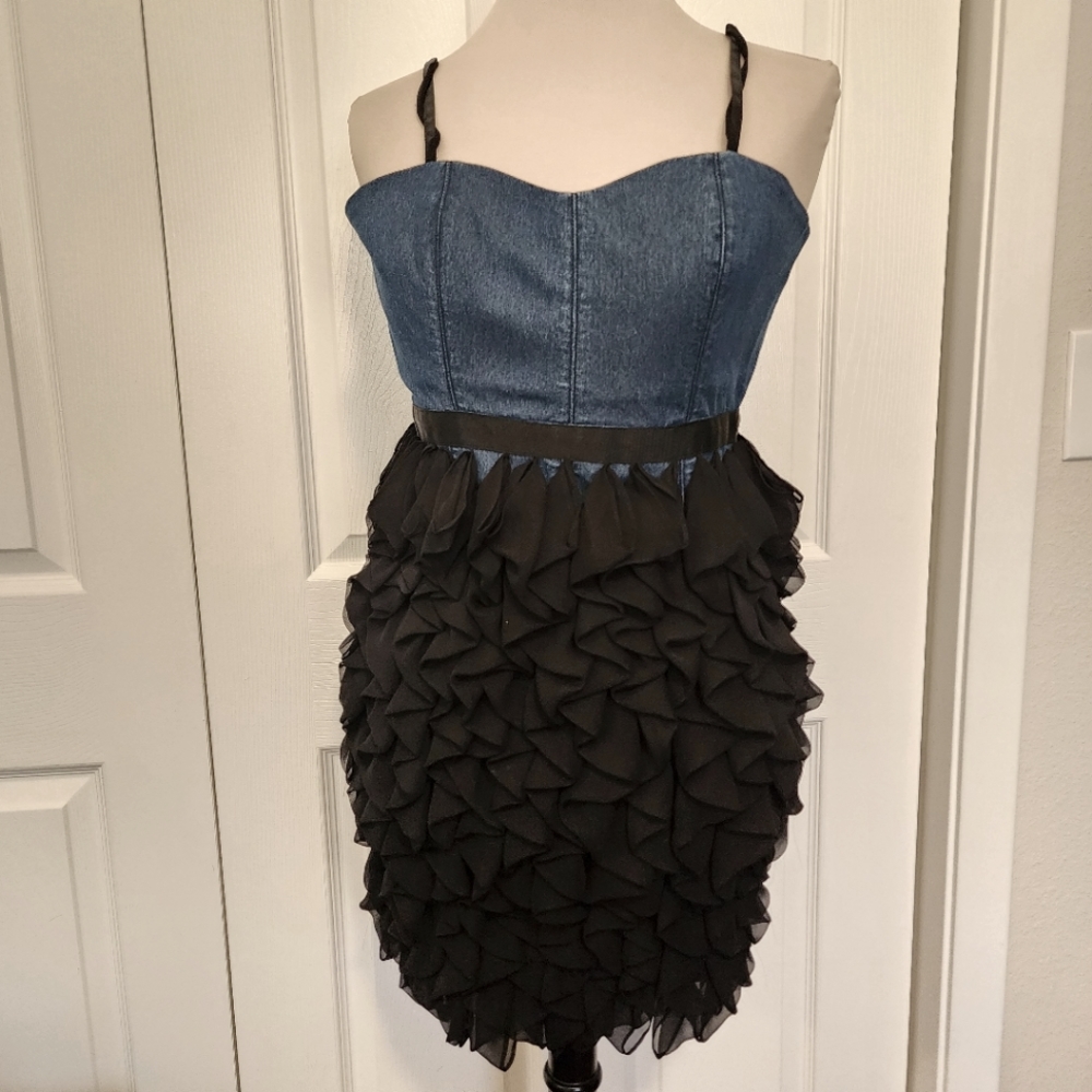 CHARLEY 5.0 Denim & Ruffle Dress